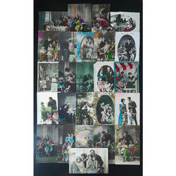 FAMILIAS HERMOSO LOTE DE 25 ANTIGUAS POSTALES ROMÁNTICAS