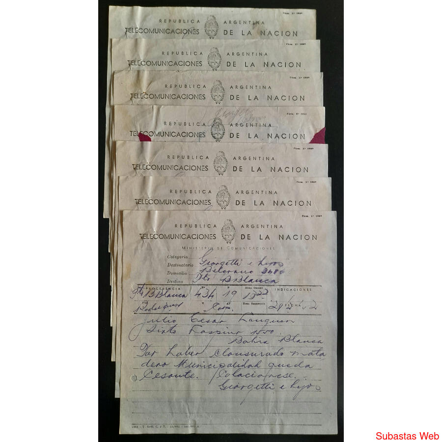 1952 ANTIGUOS TELEGRAMAS COLACIONADOS DE CESANTÍAS LABORALES