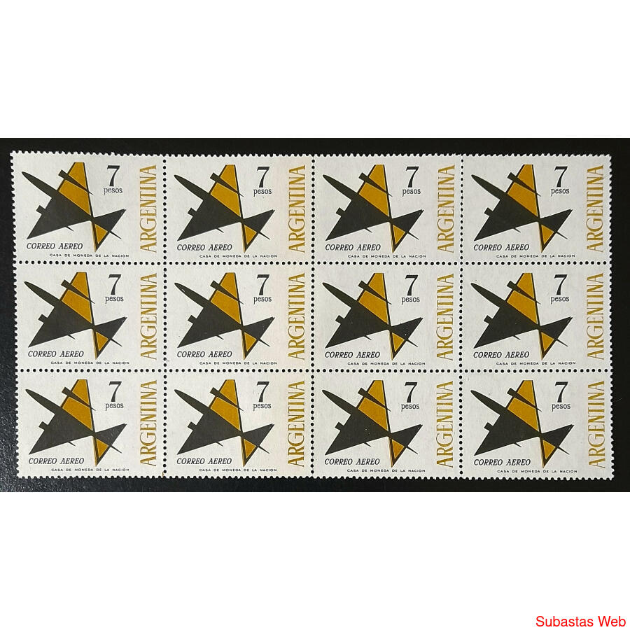 ARGENTINA GJ1252 AVIÓN de 7$ BLOCK x12 ARGENTINA ARRIBA U$96