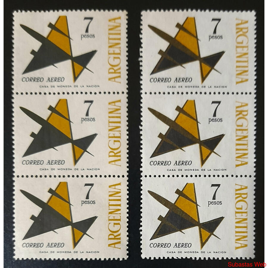 ARGENTINA GJ1252 AVIÓN de 7$ TIRA x3 ARGENTINA ARRIBA U$25