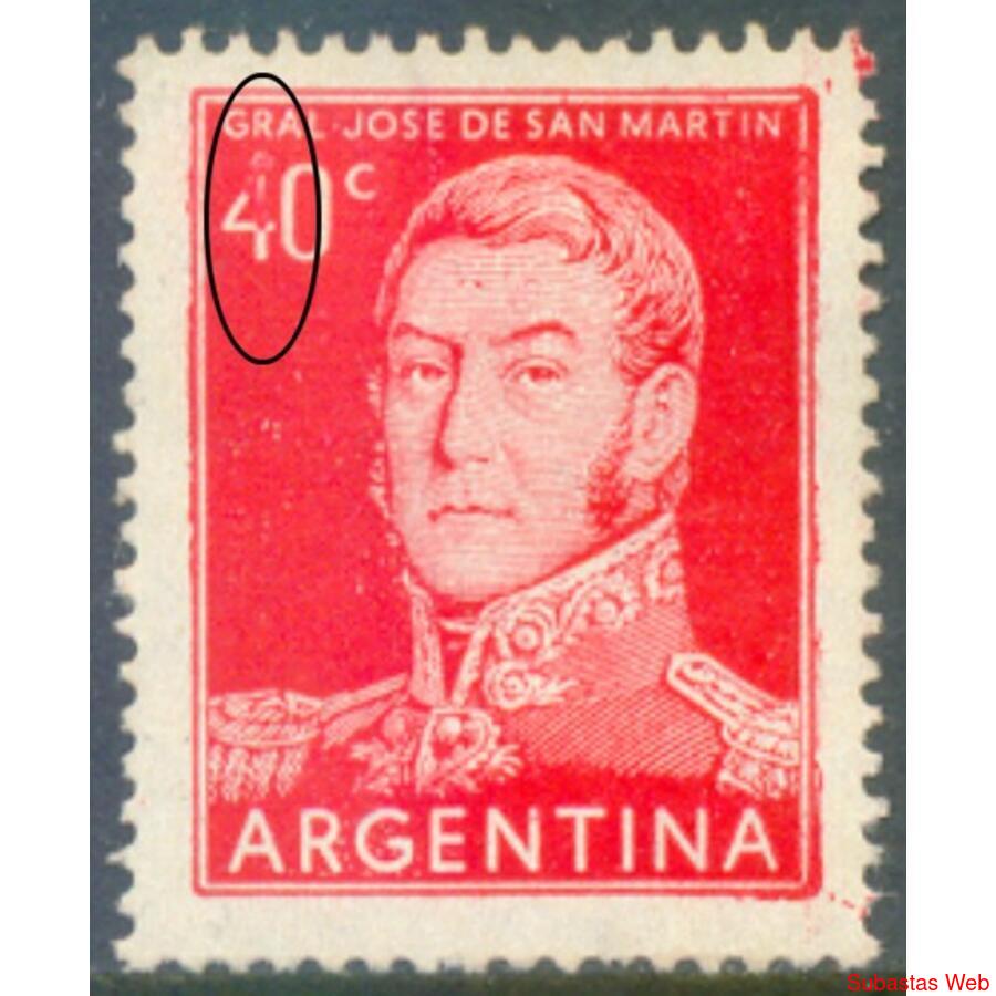 ARGENTINA GJ1039. TIZADO VARIEDAD IMPRESIÓN NO REPETITIVA!!!